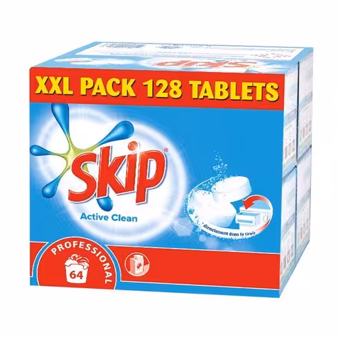 Lessive tablette Skip Activ Clean - carton de 128 pastilles