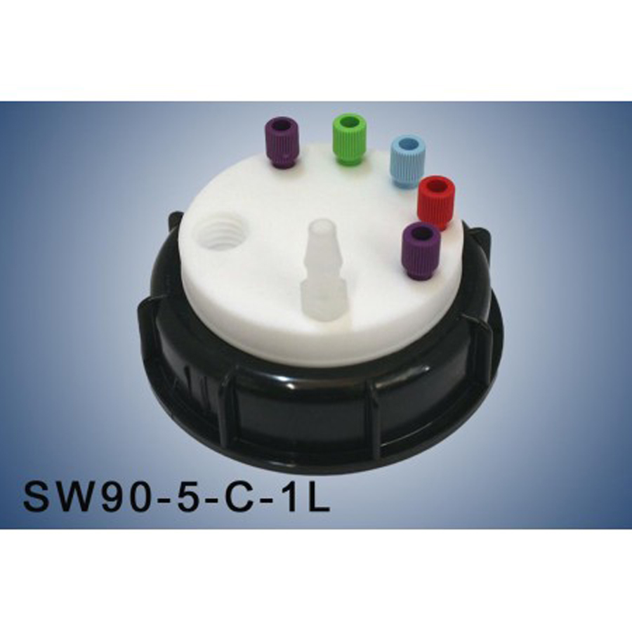 Bouchon de sécurité SMART CAPS HPLC poubelle s90 5 entrées (1/8P ou 1/16P)et 1 filetage charbon actif et 1 leak(6-9 mm)