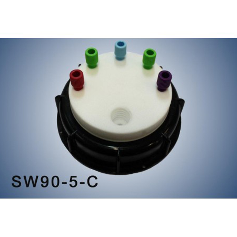 Bouchon de sécurité SMART CAPS HPLC poubelle s90 avec 5 entrées (1/8P ou 1/16P) et 1 filetage charbon actif