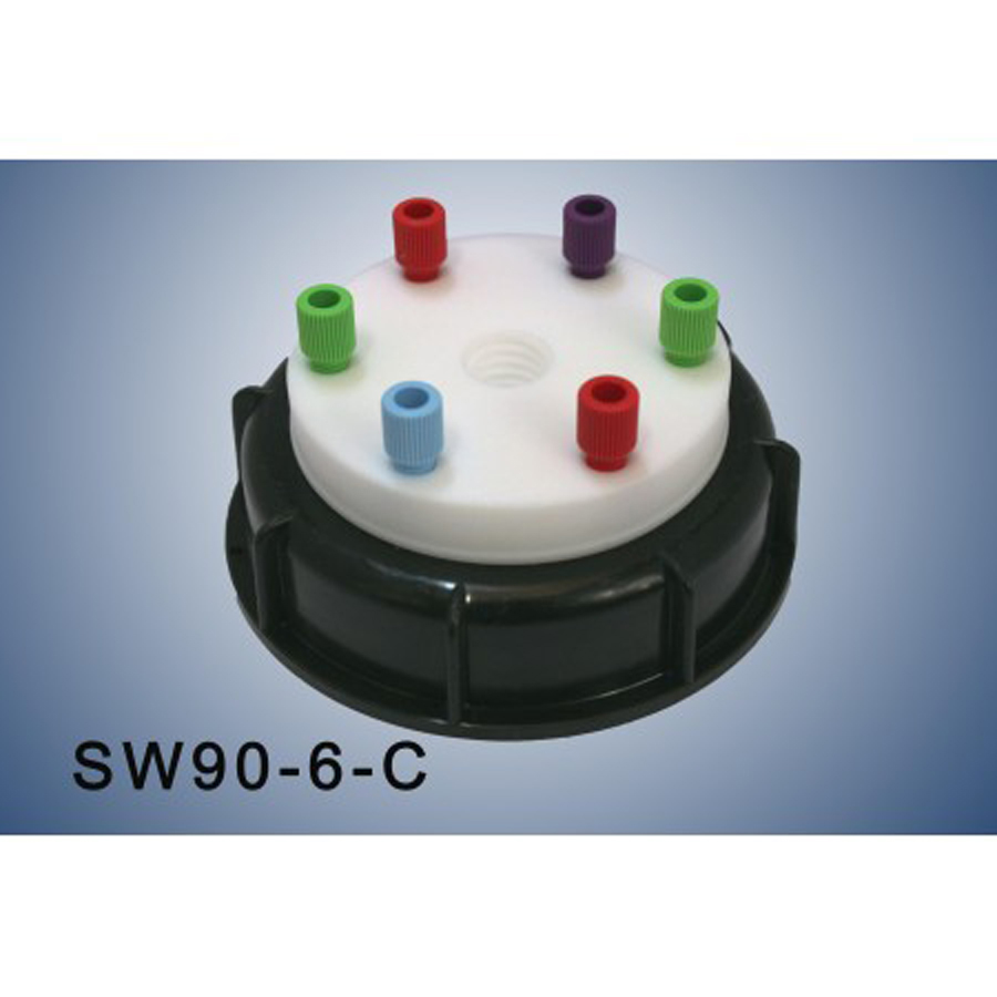 Bouchon de sécurité SMART CAPS HPLC poubelle s90 avec 6 entrées (1/8P ou 1/16P) et 1 filetage charbon actif