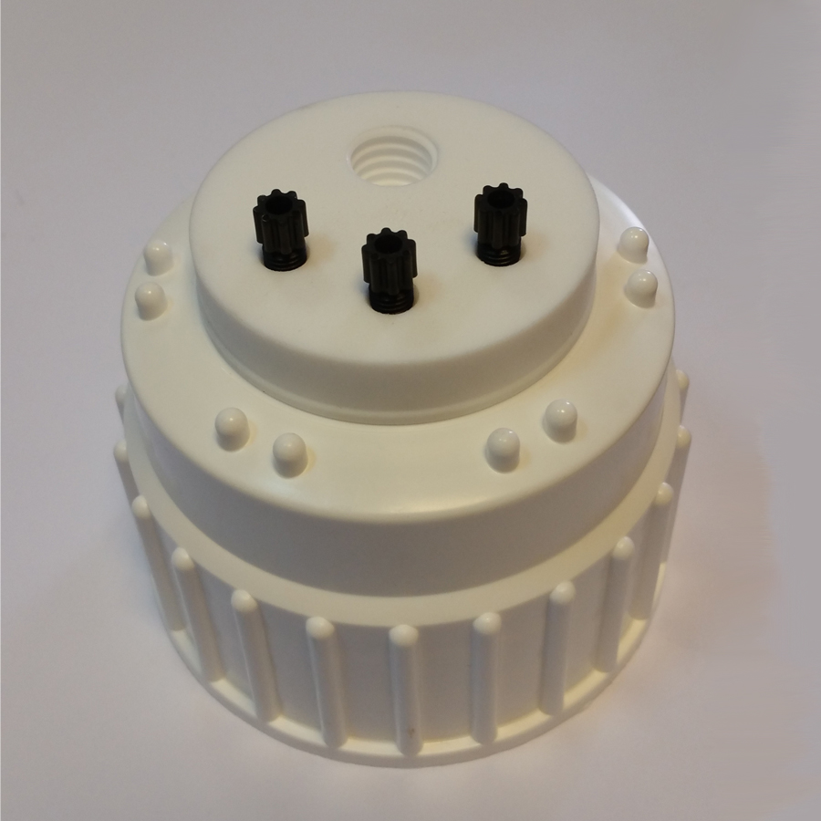 Bouchon poubelle SMART WASTE CAPS HPLC Nalgene b83 2 entrées (1/8P ou 1/16P) 1 filetage charbon et 2 leaks (6-9