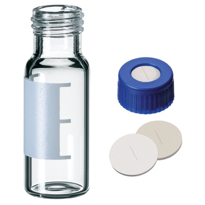Kit flacons 2 ml lc gc certified kit screw vials 9 mm clear glass beige silicone/ptfe slit bonded blue caps x 1000