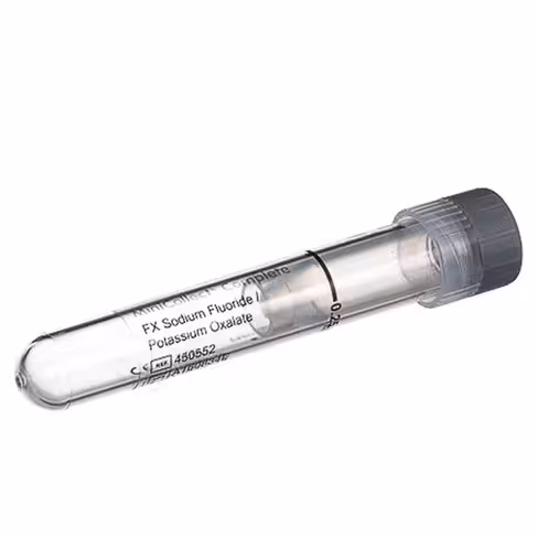 Tube MINICOLLECT fx complete 0,25 ml fluorure sod/oxalate potas bouchon gris cap percing pulvérisé à sec x 10 racks 50