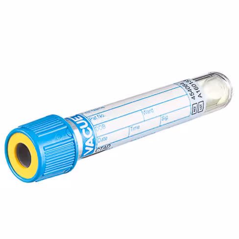 Tube VACUETTE ctad 3,5 ml citrate sodium double paroi 75 x 13 mm bouchon vissant bleu étiq papier x 24 racks 50