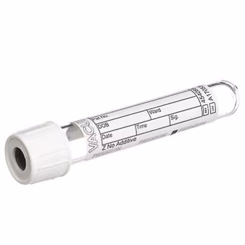Tube VACUETTE z 2 ml ss additif pédiat 75 x 13 mm bouchon vissant blanc bague blanche étiqu papier x 24 racks 50
