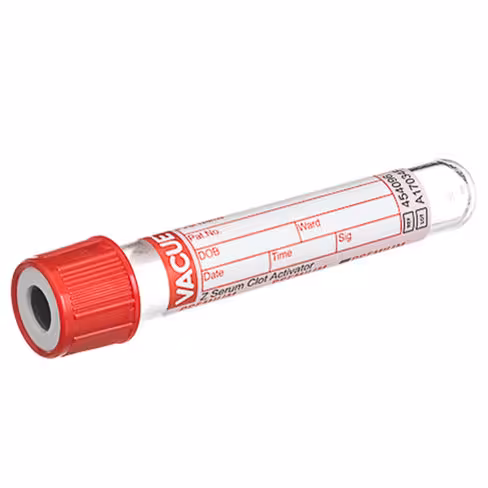 Tube VACUETTE z 2 ml sérum activcoagulation pédiatrique 75x13 mm bouchon vissant rouge bague blanche x 24 racks 50