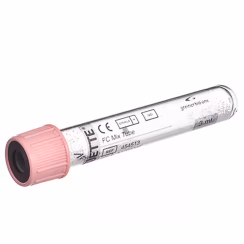 Tube VACUETTE fc-mix 3ml 13 x 75 mm bouchon non vissant rose bague noire etiquette transparente x 24 racks de 50