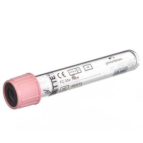 Tube VACUETTE fc-mix 3ml 13 x 75 mm bouchon non vissant rose bague noire etiquette transparente x 24 racks de 50