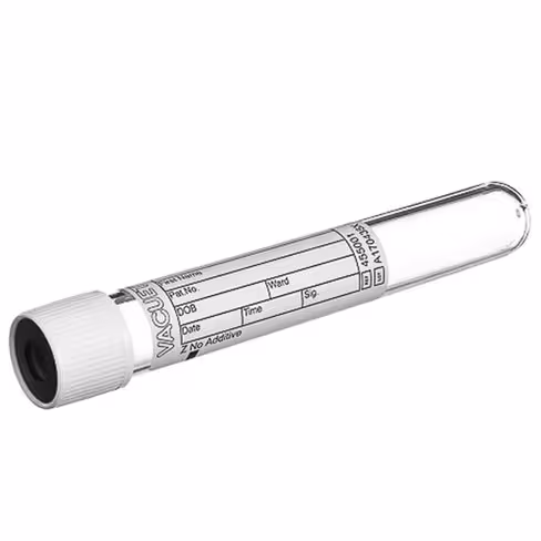 Tube VACUETTE 9 ml z sans additif 16 x 100 mm bouchon non vissant blanc bague noire x 24 racks de 50