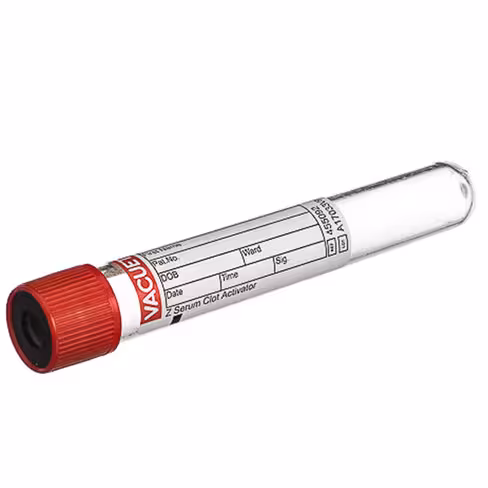 Tube VACUETTE 9 ml z sérum activateur de coagulation 16 x 100 mm bouchon non vissant rouge bague noire 24 racks de 50