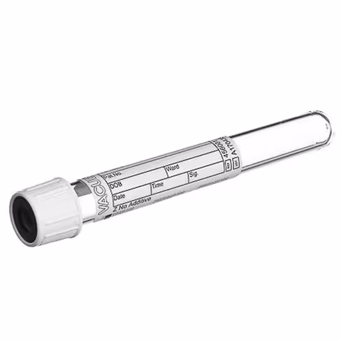 Tube VACUETTE 6 ml z sans additif  13 x 100 mm bouchon vissant blanc bague noire x 24 racks de 50