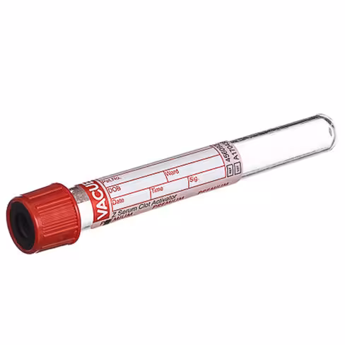 Tube VACUETTE 6 ml z sérum activateur de coagulation 13 x 75 mm bouchon vissant rouge bague noire x 24 racks de 50
