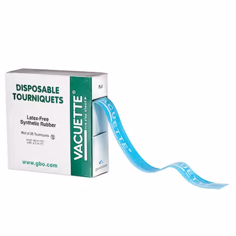 Garrot VACUETTE à usage unique sans latex ruban synthétique non stérile x 25