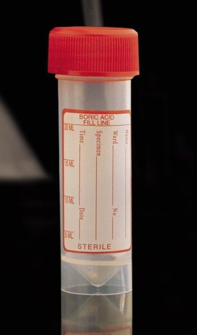 Flacons PP 30 ml avec acide borique et étiquette, en vrac - stériles x 400