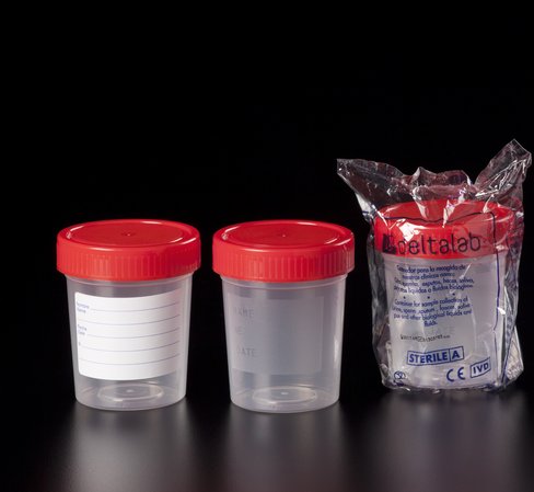 Flacon pp ø 57 x 73 mm stérile 150 ml emballage individuel gradués, surface dépolie x 350