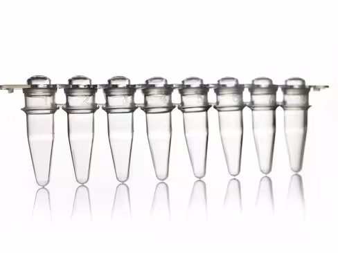 Barrette PCR de 8 tubes 0,2 ml avec barrette de bouchons domes x 125