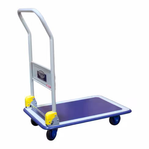 Chariot à dossier rabattable plateau acier - 200 kg - 740 x 480 mm - roue Ø 100 mm