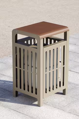 Corbeille Athena Iron - métal - 65 l - fixation sur pied - déchargé sous abri