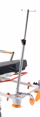 Tige porte-sérum inamovible rabattable 2 crochets pour chariot-brancard Skot eM-Electric Motion