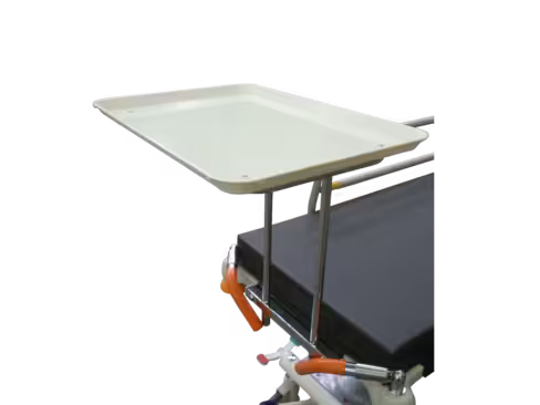 Plateau porte-matériel fixé côté pieds pour chariot-brancard Skot eM-Electric Motion