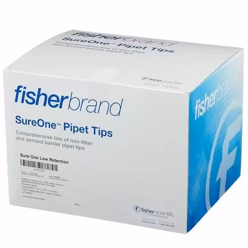 Recharge pointe fisherbrand sureone low retention100-1250 µl, cristal, non stérile, 96/plateau x 960