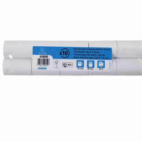 Bobine thermique Exacompta pour carte bancaire - 1 pli - l. 57 x h. 35 x pr. 12 mm - Sans BPA - L. 18 M - lot de 50