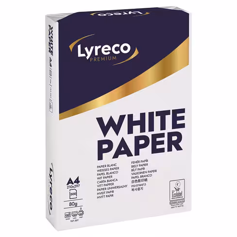 Papier blanc A4 - Lyreco Premium - 80 g - 5 ramettes 500 feuilles - Blancheur 171 CIE