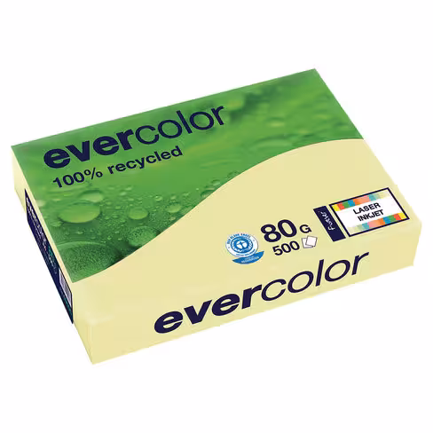 Papier couleur A4 recyclé Evercolor - 80 g - ramette 500 feuilles