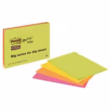 Note Post-it Super Sticky - 152 x 203 mm - coloris assortis - 4 blocs de 45 feuilles