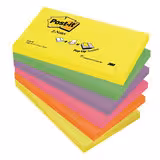 Z-Notes Post-it - 76 x 127 mm - coloris assortis - 6 recharges x 100 feuilles