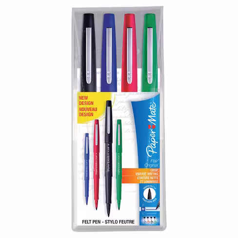 Feutre- Papermate - Flair Original - lot de 4 - pointe moyenne 0,7 mm