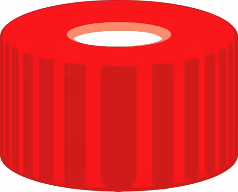 Capuchon N 9 à visser en PP rouge trou silicone blanc/PTFE rouge x 100