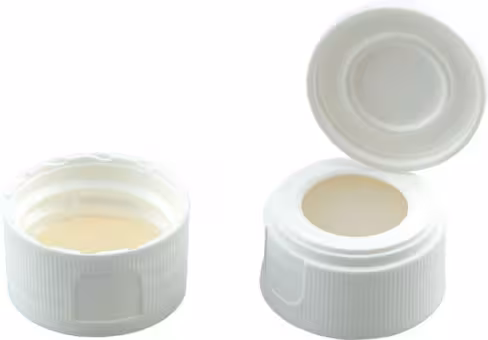 Capuchon N 24 à visser PP blanc trou 15 mm av couvercle protection démontable silicone naturelle/PTFE incolore x 100