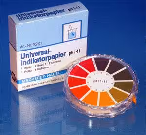 Papier indicateur universel pH 1-11, rouleau de 5 m x 7 mm, quantité de commande minimum 5 pièces