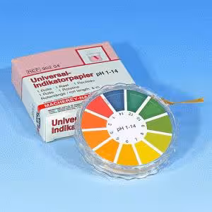 Papier indicateur universel pH 1-14, rouleau de 5 m x 7 mm, quantité de commande minimum 5 pièces