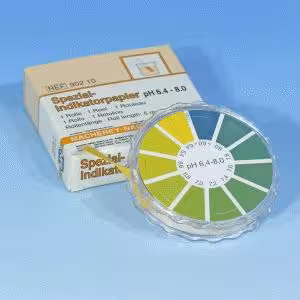 Papier indicateur spécial pH 6,4-8,0, rouleau de 5 m x 7 mm, quantité de commande minimum 5 pièces