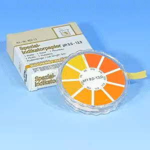 Papier indicateur spécial pH 9,0-13,0, rouleau de 5 m x 7 mm, quantité de commande minimum 5 pièces