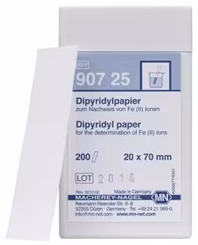 Papier test Dipyridyle, Languette 20 x 70 mm pour 200 déterminations