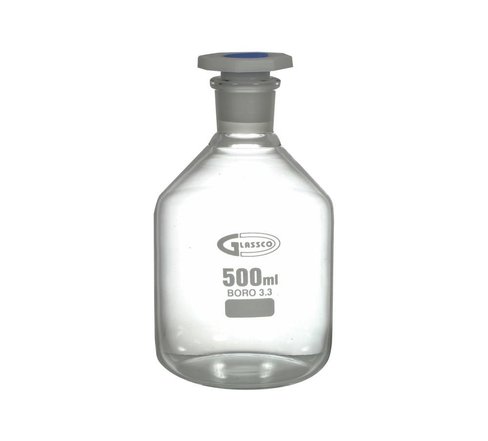 Flacon en verre transparent pour réactif, col étroit, avec bouchon en PP, 1000 ml, GLASSCO