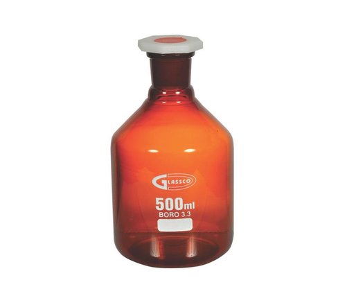 Flacon en verre ambré pour réactif, col étroit avec bouchon en PP, 500 ml, GLASSCO