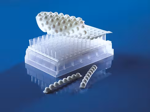 Bouchons en bandes de 8, PE, p. tubes en bandes 1,2ml, PP, en vrac, non-stérile x 120