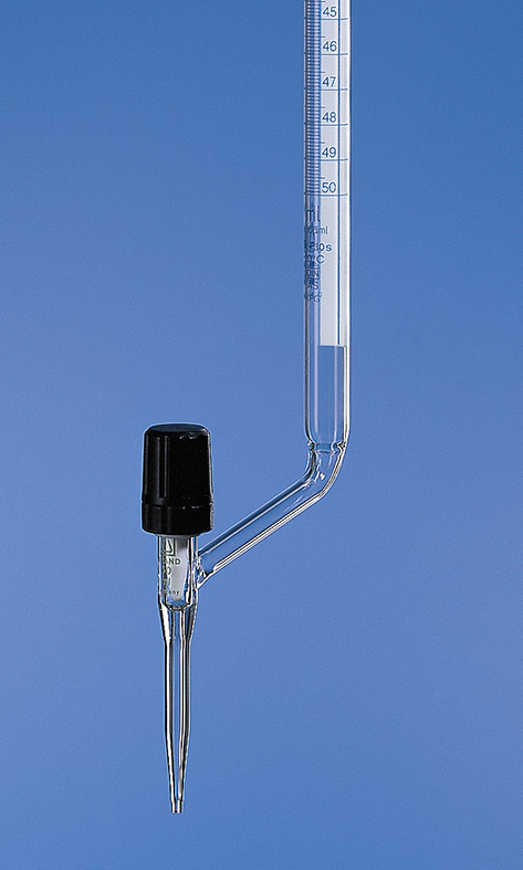 Burette blaubrand as att robinet latéral 50 :0,1 ml verre borosilicaté 3.3 bande ph pointeau ptfe x 2