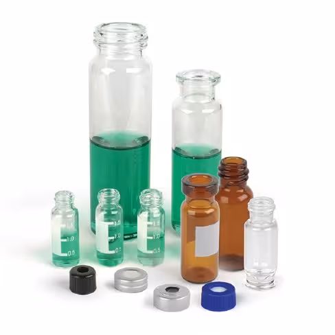 Vial/flacon cert+msq kit gamme verex 12 x 32 mm 2 ml ambré à visser 9 mm septum ptfe/silicone avec étiquette x 1000
