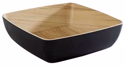 Saladier carré mélamine 25 x 25 cm - bois/noir