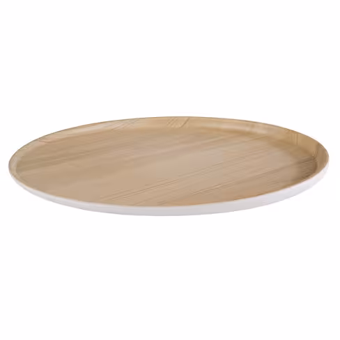Plateau Frida mélamine Ø 31,5 cm - bois/blanc