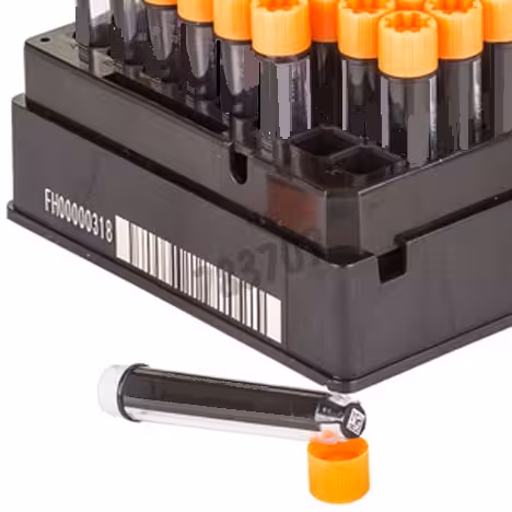 Rack 1,0 ml filetage externe Co-Molded Jacket Tube with 2D code uncapped, pre-racked in 96 format rack x 10