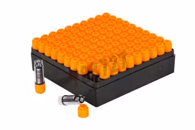 Rack Cryo RackBlack 10 x 10 PC Cryo Rack with Clear Lid, with Laser-Etched 1D linear barcod and 2D Rack ID x 10