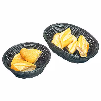 Corbeille à pain ronde polypropylène Ø 21 cm - imitation osier - coloris noir