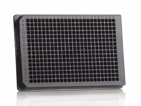 Plaque 384 square well solid bottom plate black PS 4ti-0264 x 100