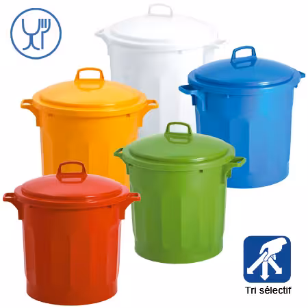 Conteneur rond avec poignees Ø 540 x 670 xh485 mm 75 l blanc